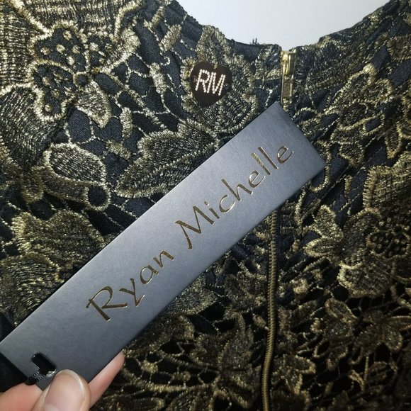 Gold and Black Lace Ryan Michelle Dress - Picture 3 of 3